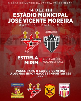 ESTRELA MIRIM ESTREIA NA 64ª COPA ITATIAIA

Dia 14 de dezembro - 11h - Estádio Municipal José Vicente Moreira 

O tricampeão metropolitano e bicampeão geral Estrela Mirim estreia na Copa Itatiaia em casa contra o Clube Atlético Mocambeirense.

Fique atento para as informações e venha torcer pelo nosso time.

Vamos em busca de mais um título!

#mateusleme #prefeiturademateusleme #esporte #copaitatiaia #estrelamirim #desenvolvimento